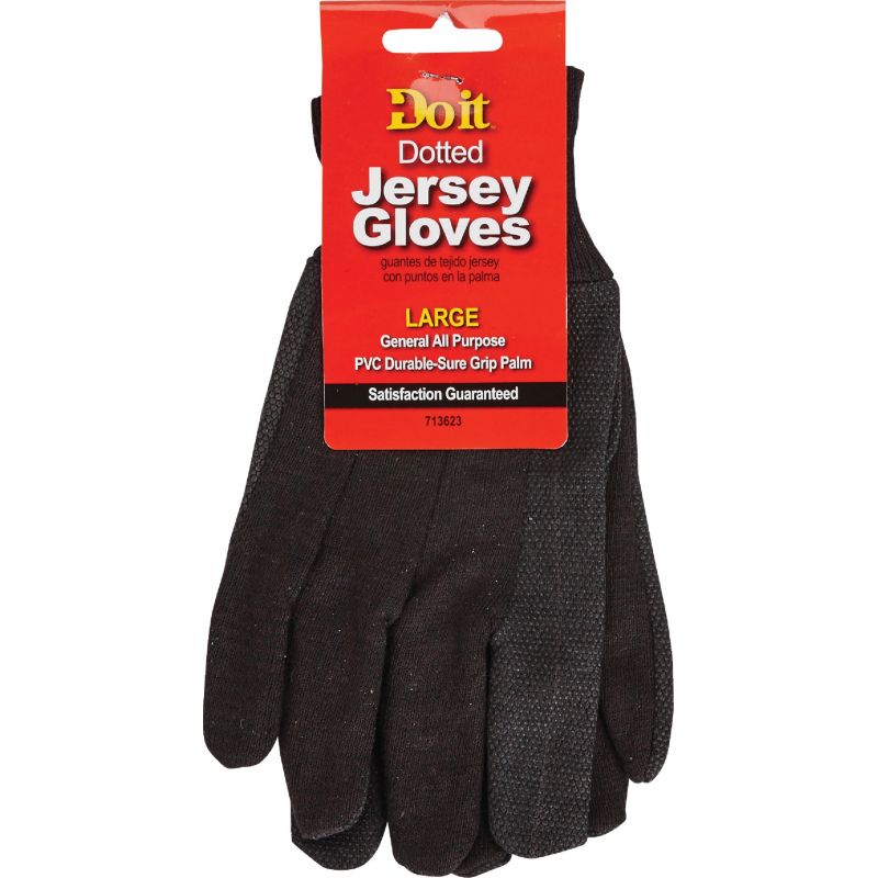Do it PVC Grip Jersey Work Glove L, Brown