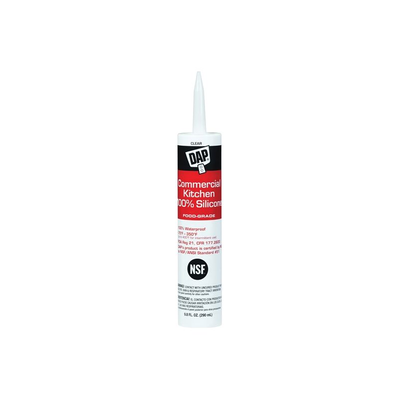 DAP 08658 Silicone Sealant, Clear, -75 to 350 deg F, 9.8 oz Cartridge Clear
