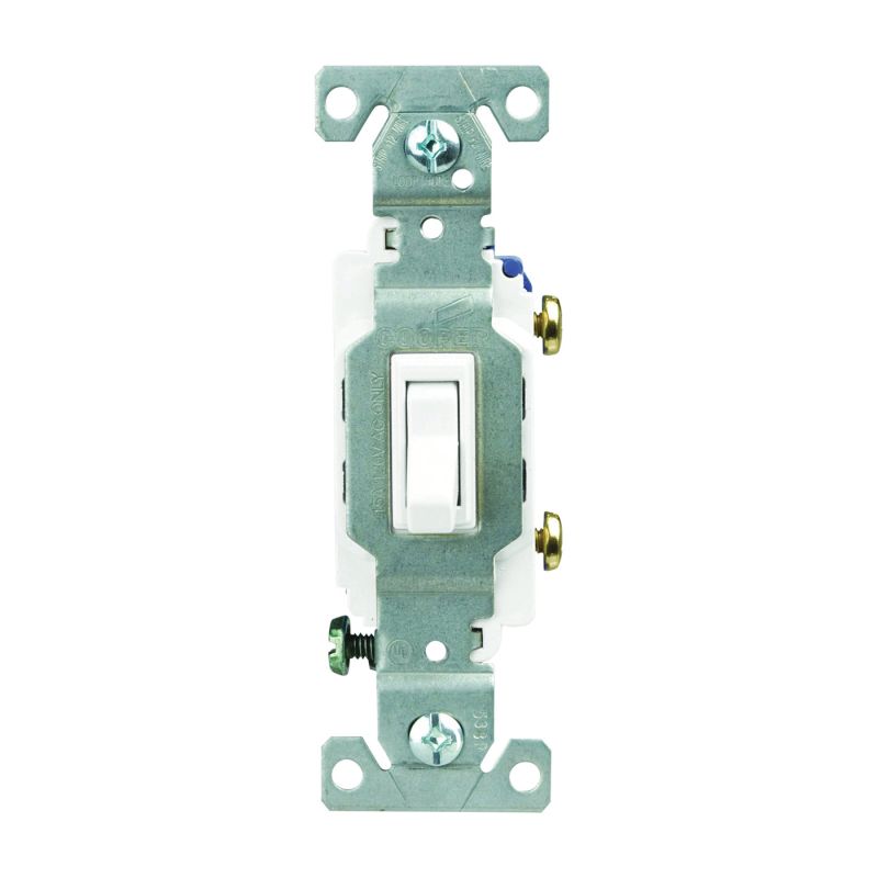 Eaton Wiring Devices C1301-7LTW Toggle Switch, 15 A, 120 V, Polycarbonate Housing Material, White White