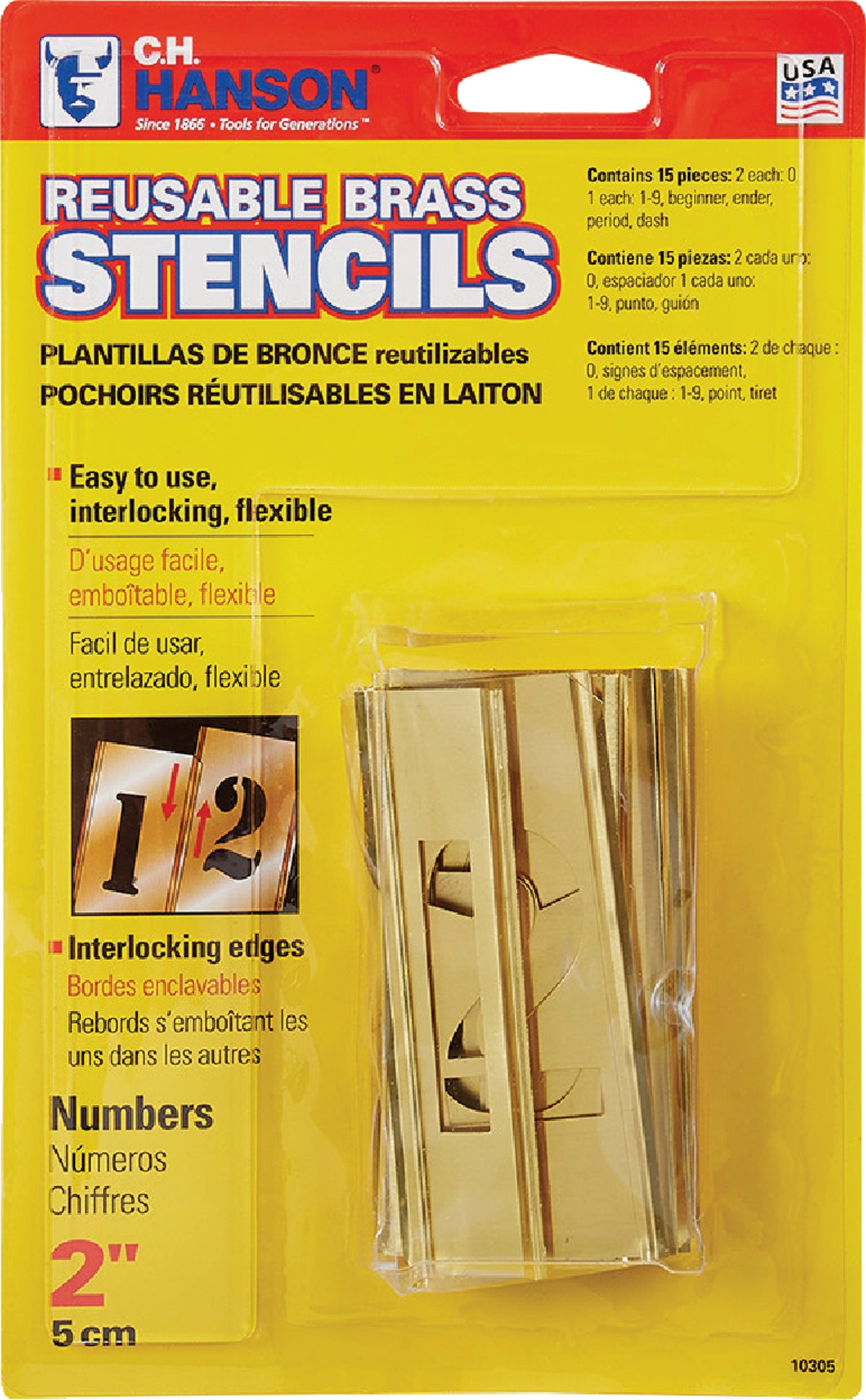 C. H. Hanson 10307 Numeral Stencil Set-3 Number Stencils