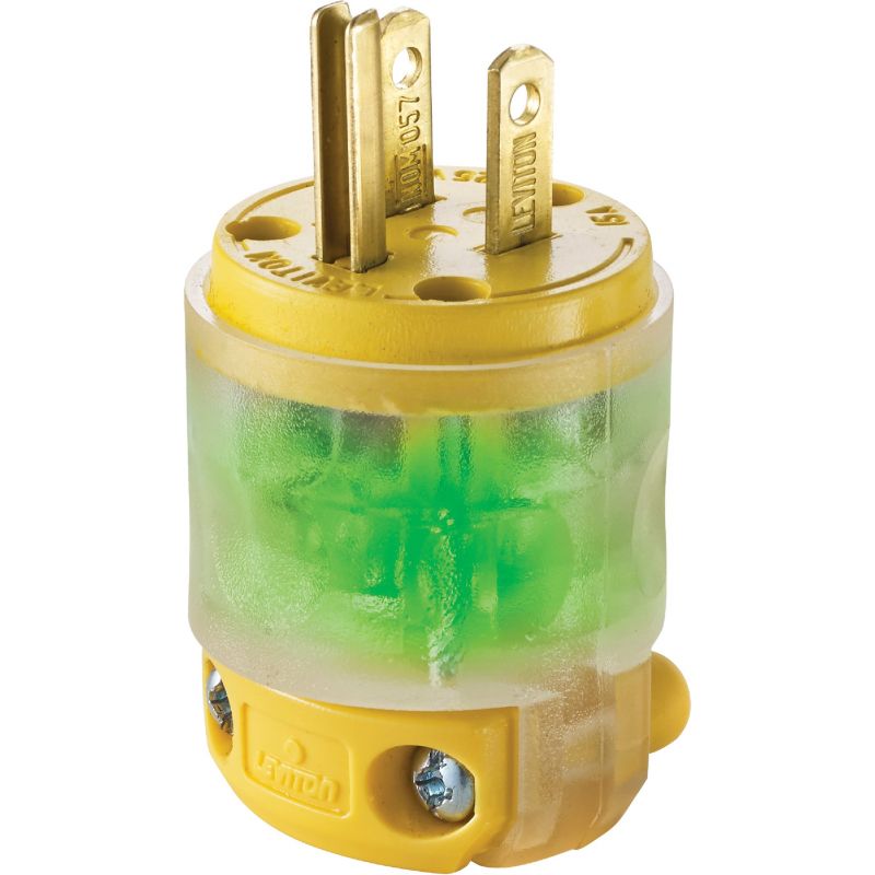 Leviton Illuminated Cord Plug Yellow, 15A