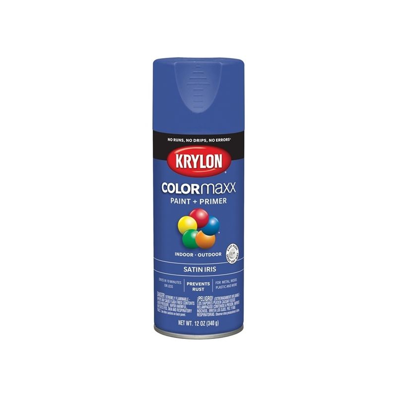 Krylon K05564007 Enamel Spray Paint, Satin, Iris, 12 oz, Can Iris