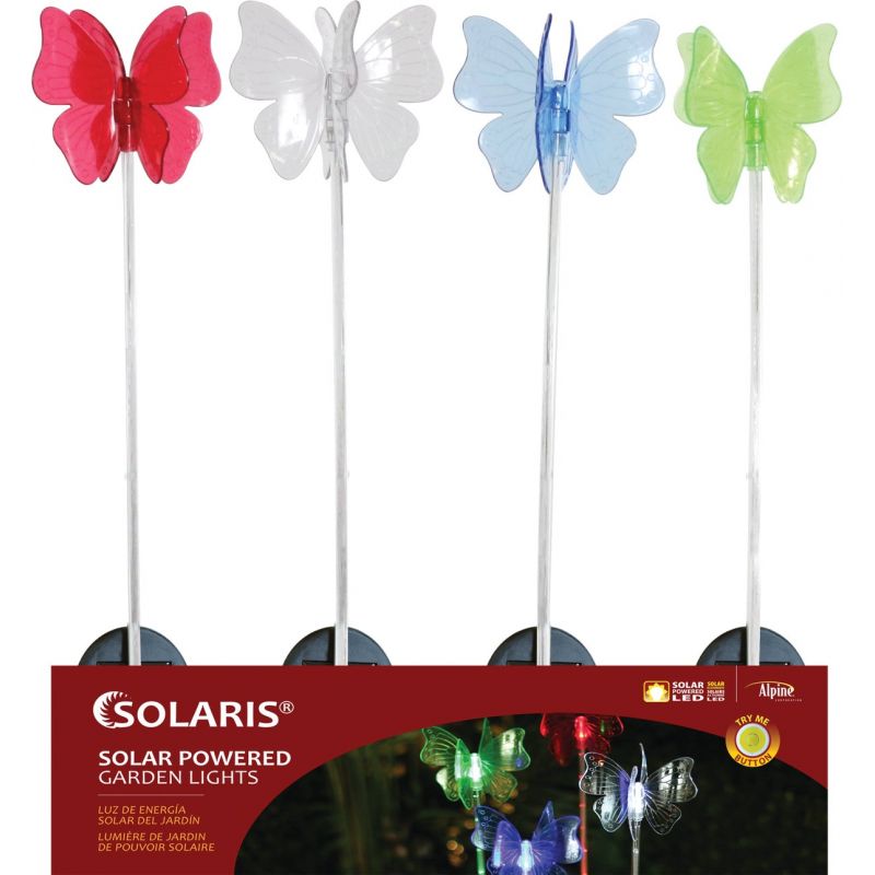 Alpine Solaris Rotating Butterfly Solar Stake Light Assorted (Pack of 16)