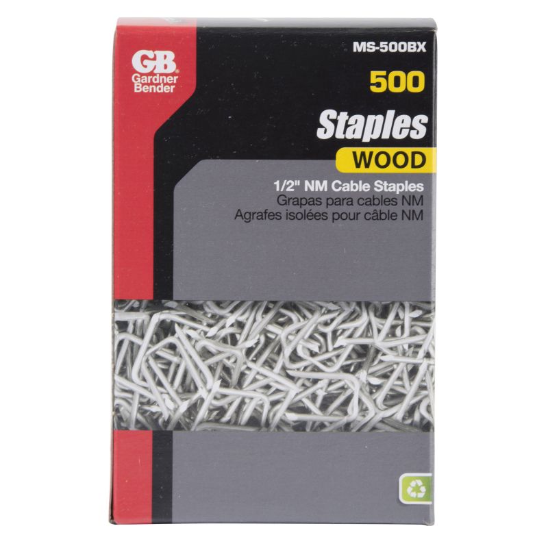 GB MS-500BX Cable Staple, 1-1/4 in L Leg, Steel 1/2 In