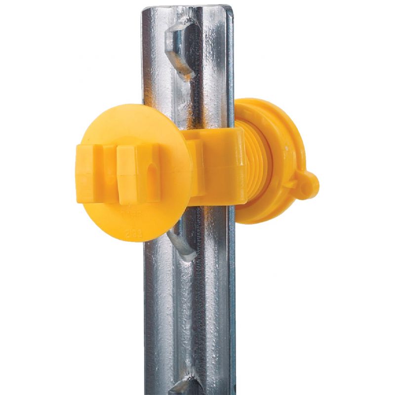 Dare Western T-Post Electric Fence Insulator Yellow, Screw-On