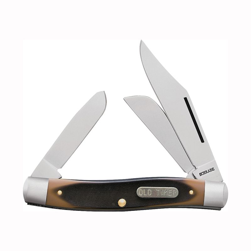 OLD TIMER 8OT Folding Pocket Knife, 3 in L Blade, 7Cr17 High Carbon Stainless Steel Blade, 3-Blade 3 In