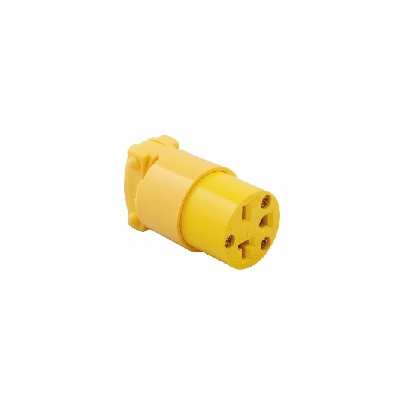 Eaton Wiring Devices 4229-BOX Armored Connector, 2 -Pole, 20 A, 250 VAC, Screw, NEMA: NEMA 6-15R, Yellow Yellow