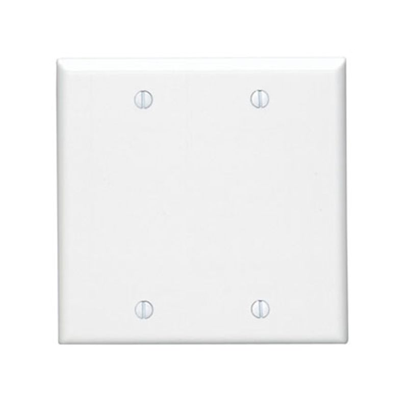 Leviton 001-88025-000 Wallplate, 4-1/2 in L, 4.56 in W, 0.22 in Thick, 2 -Gang, Thermoset Plastic, White, Smooth White