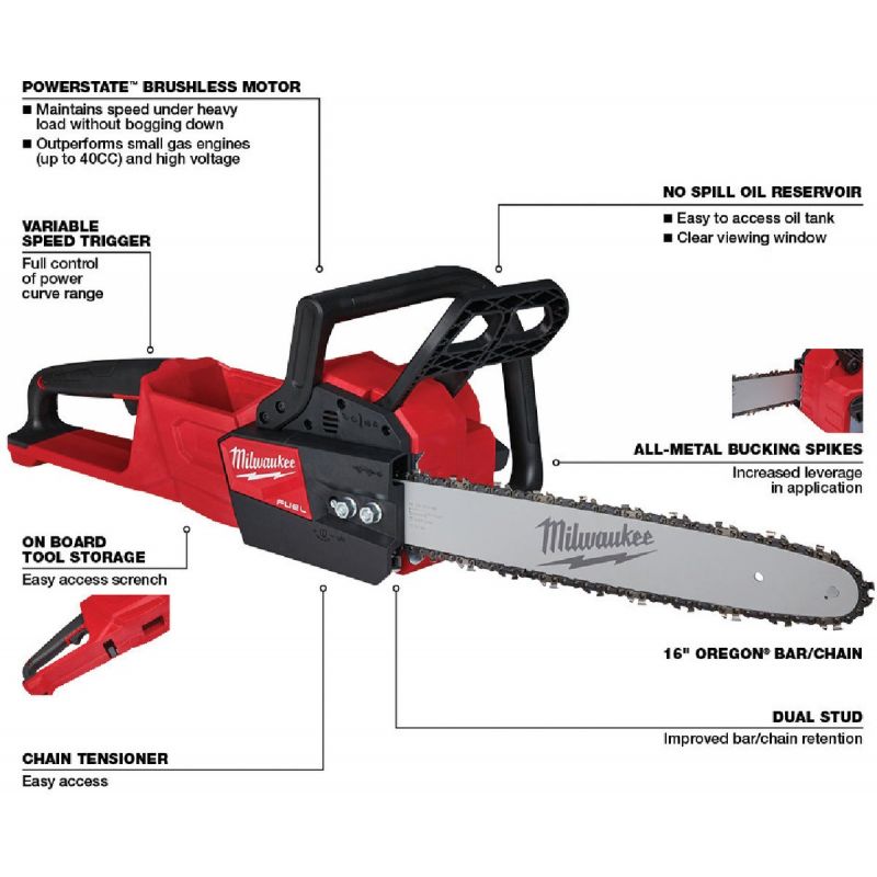 Milwaukee M18 Fuel Cordless Chainsaw - Bare Tool Red/Black