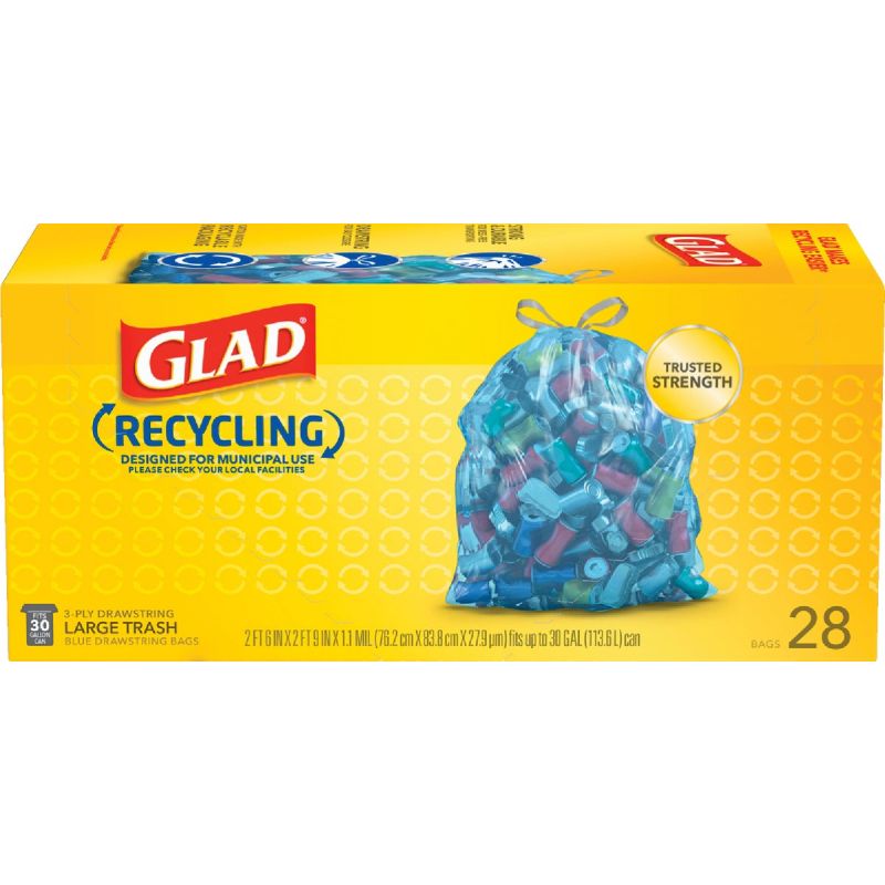 Glad Municipal Blue Recycling Trash Bag 30 Gal., Blue