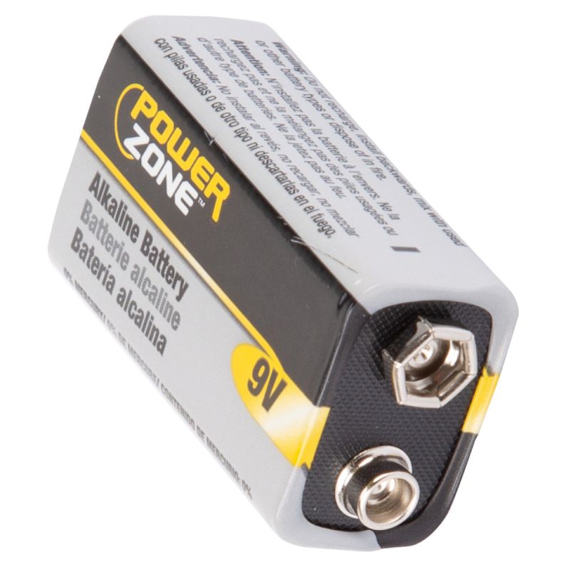 PowerZone 6LR61-2P-DB Battery, 9 V Battery, Zinc, Manganese Dioxide, and Potassium Hydroxide