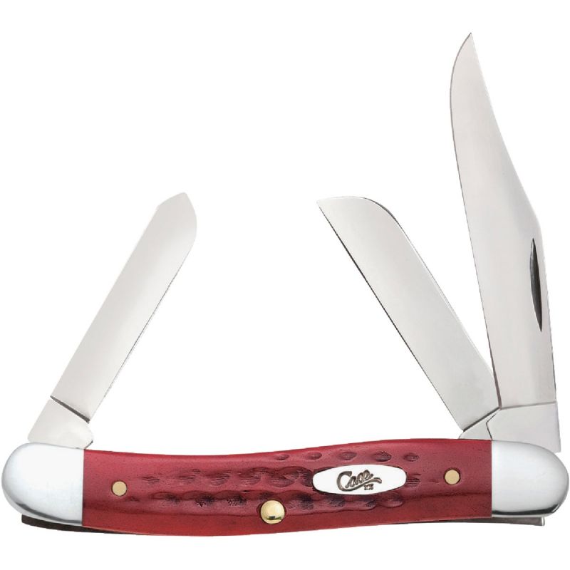 Case Pocket Worn Medium Stockman Folding Knife Red, 2.57 In., 1.88 In., 1.71 In.