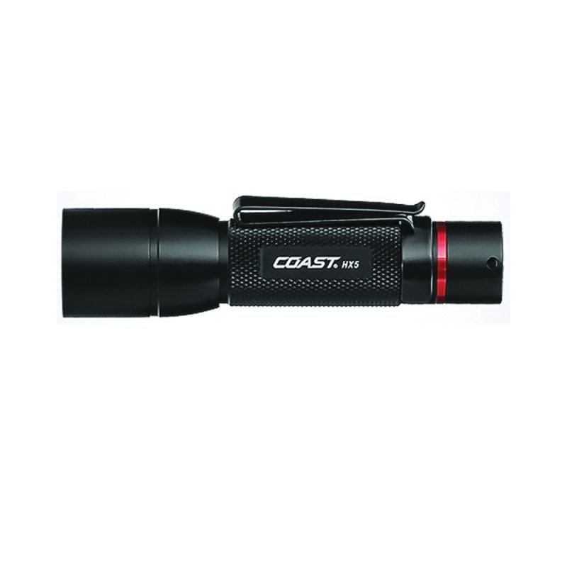 Coast 20769 Slide Focus Flashlight, AA Battery, Alkaline, Lithium-Ion Battery, LED Lamp, 345 Lumens, Flood to Spot Beam Black