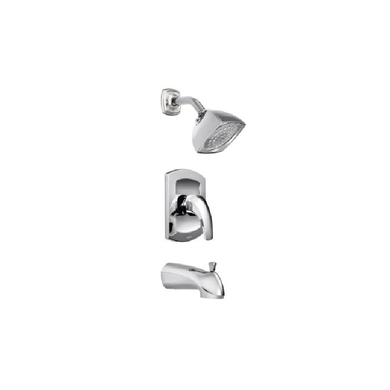 Moen Zarina Series 82533 Tub and Shower Faucet, 2 gpm Showerhead, 1-Handle, Metal, Chrome Plated