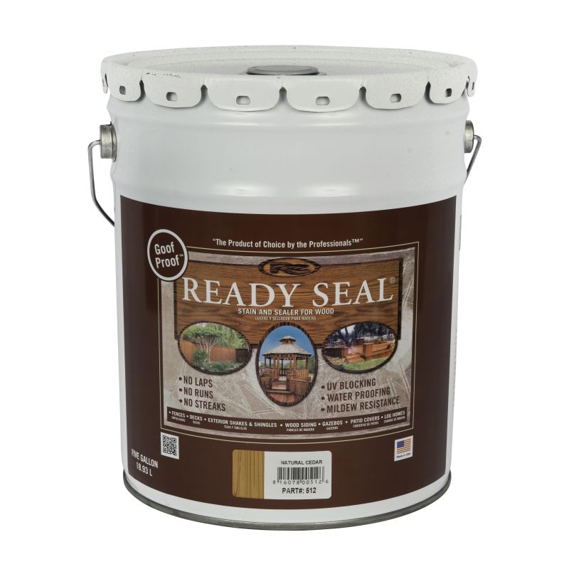 Ready Seal 512 Stain and Sealer, Natural Cedar, 5 gal Natural Cedar