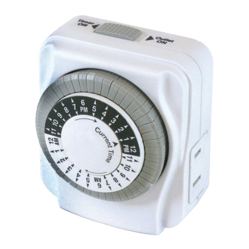 PowerZone Electromechanical Timer, 15 A, 125 V, 1875 W, 2 -Outlet, 24 hrs Time Setting