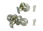 ProSource B3PB1-PS Deadbolt and Entry Lockset, Turnbutton Lock, Saturn Design, Satin Nickel, 3 Grade, Stainless Steel