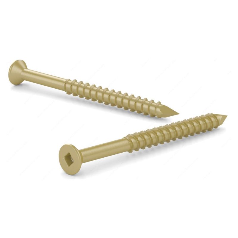Reliable FKCSDPD316234MR Screw, 3/16-8 Thread, 2-3/4 in L, Coarse, Partial, Scorpion Tail Thread, Flat Head, Steel Gold