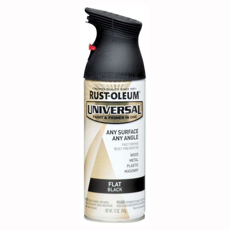 Rust-Oleum 245198 Enamel Spray Paint, Flat, Black, 12 oz, Can Black