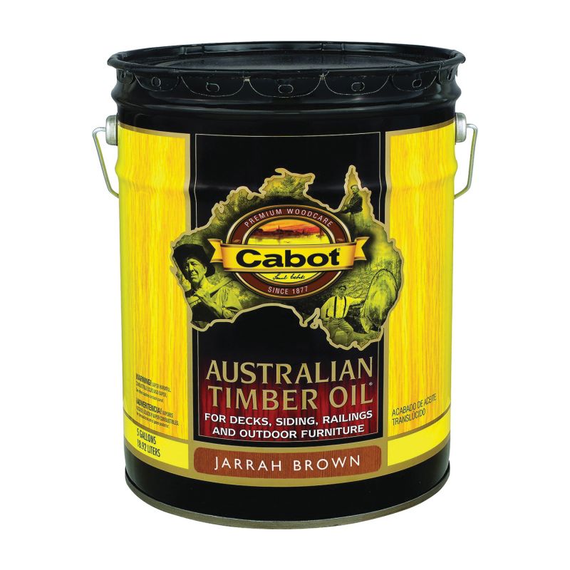 Cabot 140.0003460.008 Australian Timber Oil, Jarrah Brown, Liquid, 5 gal, Pail Jarrah Brown