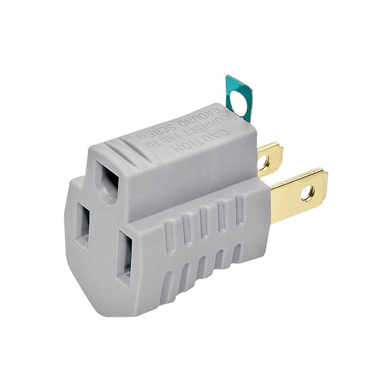 Eaton Wiring Devices 419W Outlet Adapter with Grounding Lug, 2 -Pole, 15 A, 125 V, 1 -Outlet, NEMA: NEMA 1-15R White