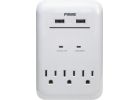 Prime Wire &amp; Cable 3-Outlet USB Charger White, 3.4