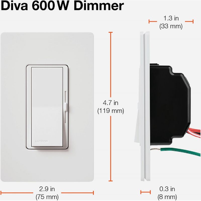 Lutron Diva 3-Way Slide Dimmer Switch Ivory