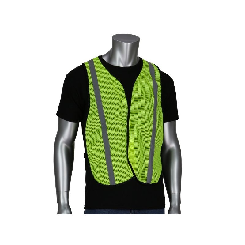 Safety Works SWX00354 High-Visibility Safety Vest, One-Size, Polyester, Lime Yellow, Hook-and-Loop One-Size, Lime Yellow