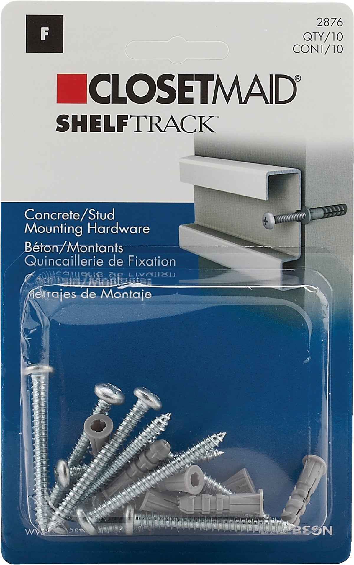 ClosetMaid Wall Anchor Concrete Stud Mounting Hardware for ShelfTrack System 