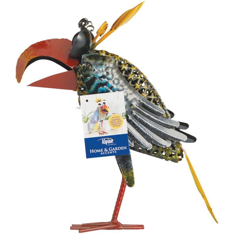 Alpine Quirky Wide-Eyed Yellow Bird Lawn Ornament Multi (Pack of 4)