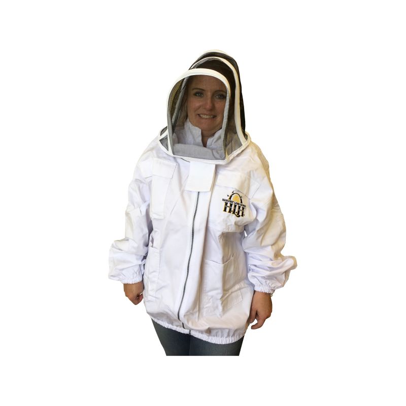 Harvest Lane Honey CLOTHSJL-102 Beekeeper Jacket with Hood, L, Zipper, Polycotton, White L, White