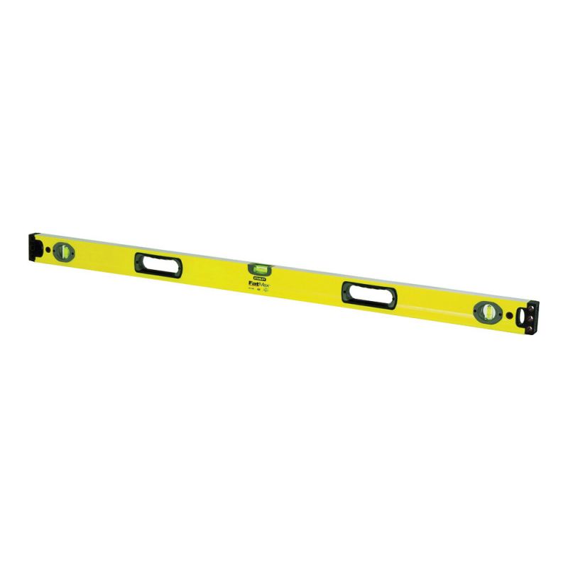 STANLEY 43-548 Box Beam Level, 48 in L, 3-Vial, 2-Hang Hole, Non-Magnetic, Aluminum, Yellow Yellow