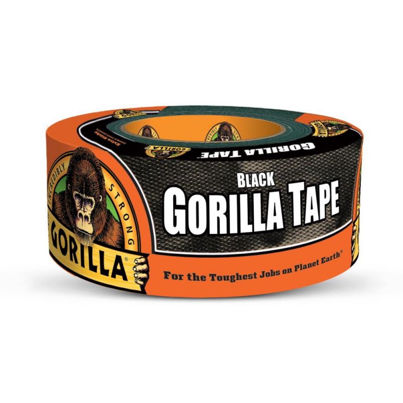Gorilla 105629 Gorilla Tape, 30 yd L, 1.88 in W, Polyethylene Coated Cloth Backing, Black Black
