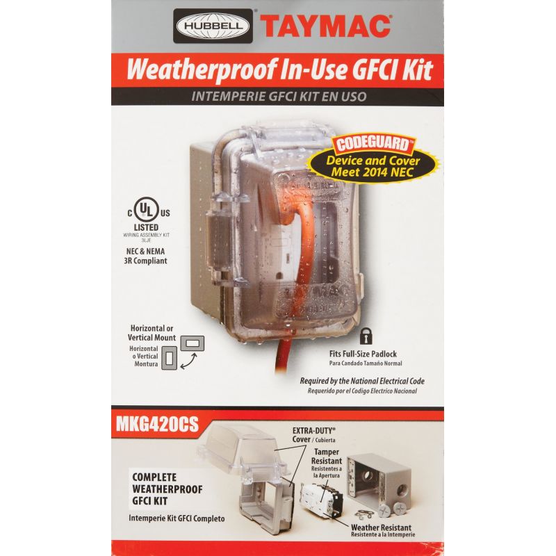 TayMac Weatherproof In-Use Outdoor GFCI Kit Clear