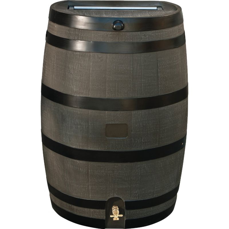 RTS Home Accents Woodgrain Rain Barrel Woodgrain With Black Stripes