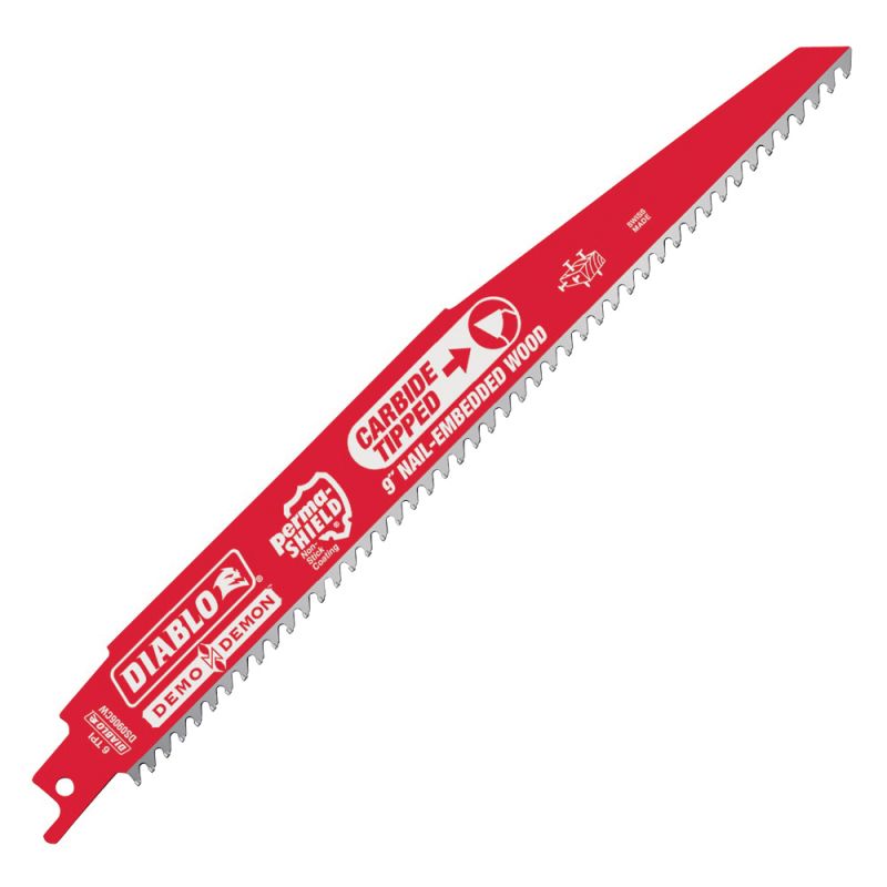 Diablo DS0906CWS Reciprocating Saw Blade, 1 in W, 9 in L, 6/9 TPI, Carbide Cutting Edge Red