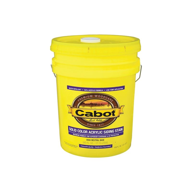 Cabot 800 Series 140.0000806.008 Solid Color Siding Stain, Natural Flat, Liquid, 5 gal, Can