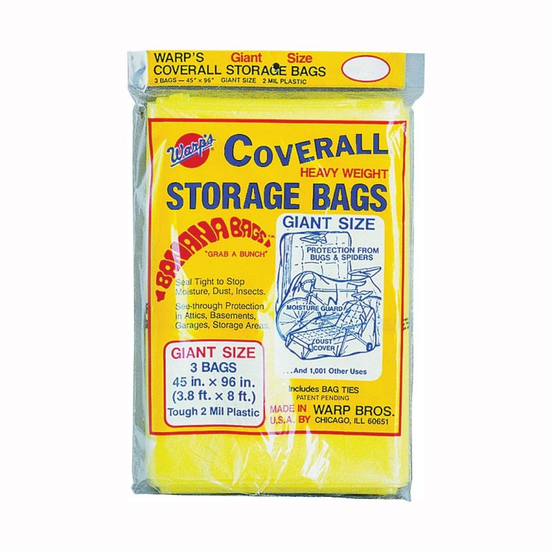 Wrap&#039;s Banana Bags CB-45 Storage Bag, Giant, Plastic, Yellow, 45 in L, 96 in W, 2 mil Thick Giant, Yellow