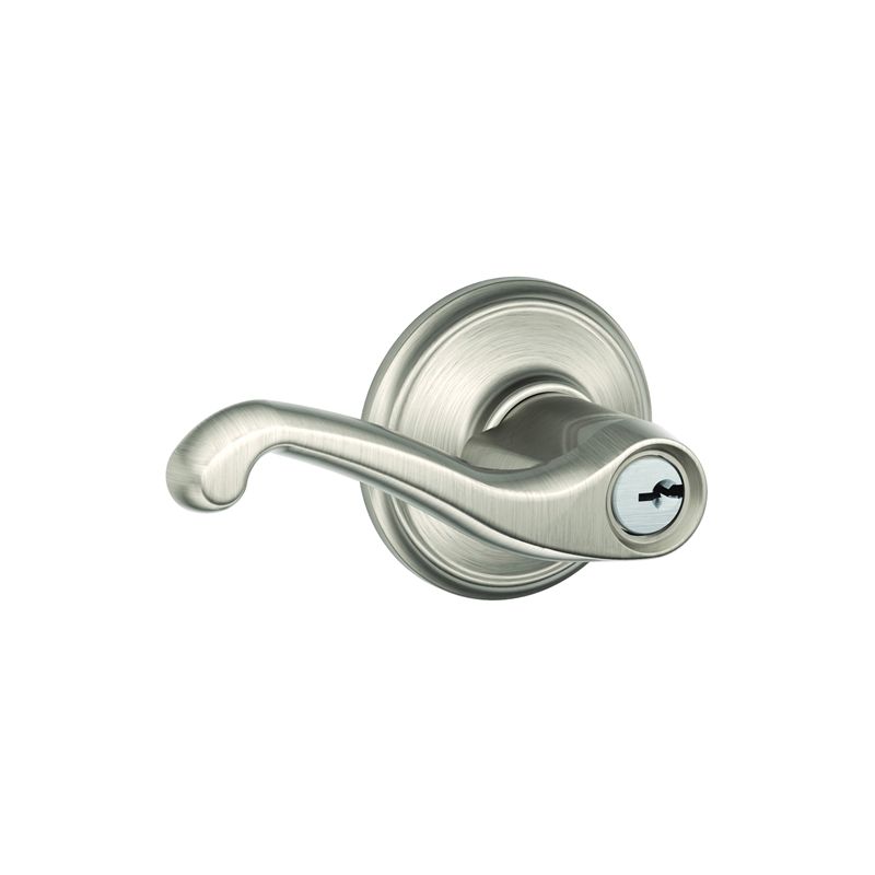Schlage F Series F51A VFLA619 Entry Lever, Mechanical Lock, Satin Nickel, Metal, Residential, 2 Grade