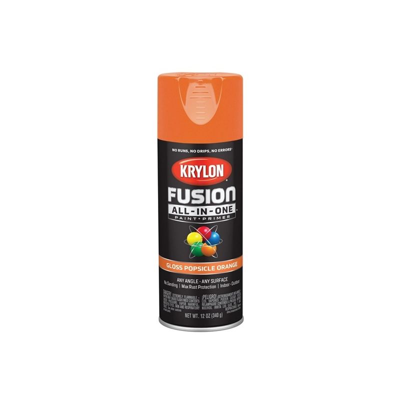 Krylon K02718007 Spray Paint, Gloss, Popsicle Orange, 12 oz, Can Popsicle Orange