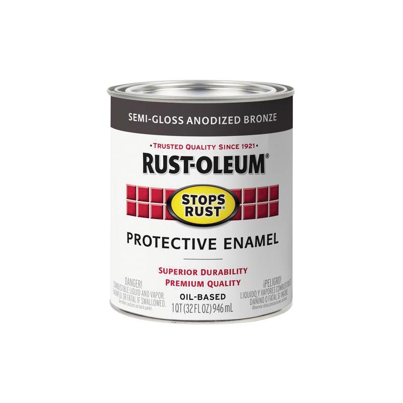 Rust-Oleum 353585 Rust Preventative Paint, Oil, Semi-Gloss, Anodized Bronze, 1 qt, 80 to 175 sq-ft Coverage Area Anodized Bronze (Pack of 2)