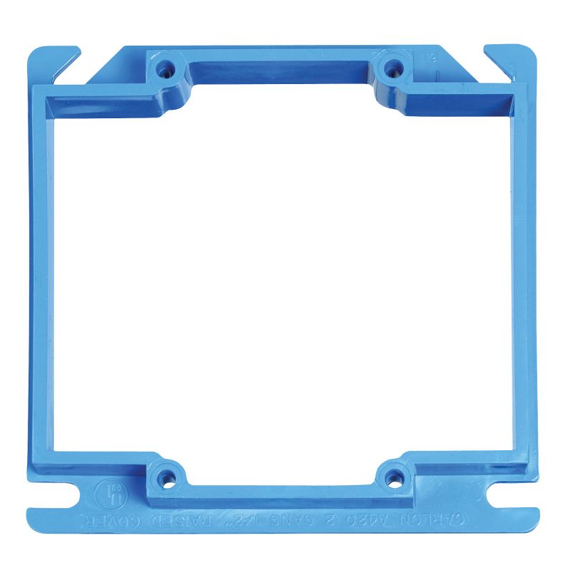 Carlon A420RR Electrical Box Cover, 4 in L, 4 in W, Square, PVC, Blue Blue