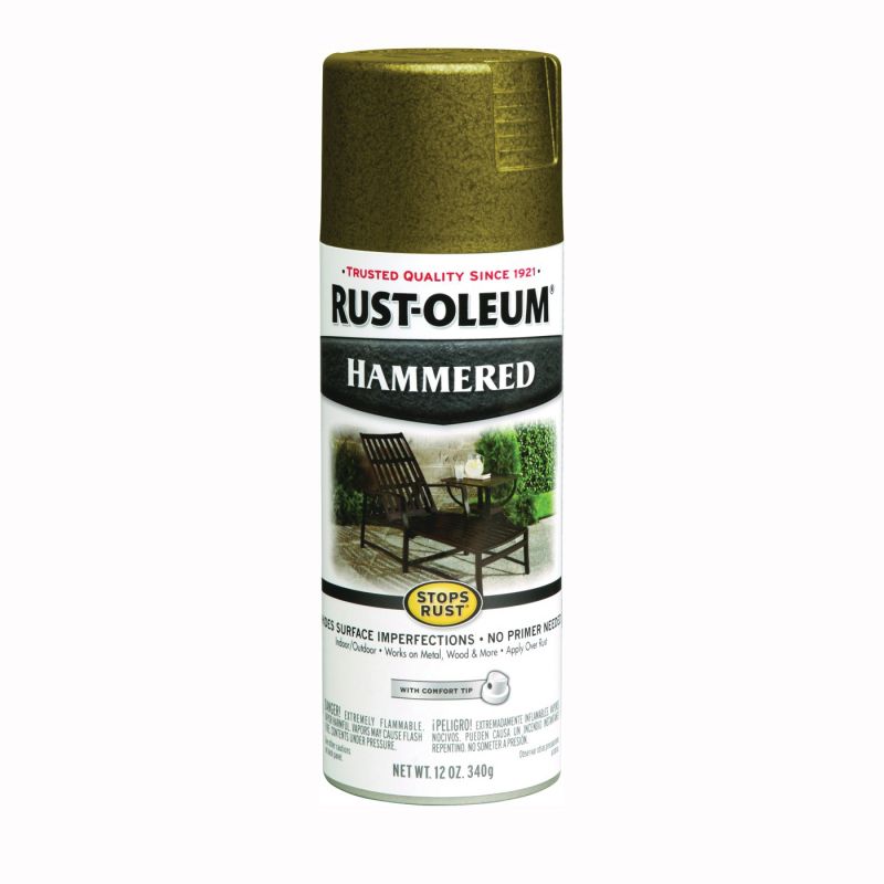 Rust-Oleum 7210830 Rust Preventative Spray Paint, Hammered, Gold, 12 oz, Can Gold