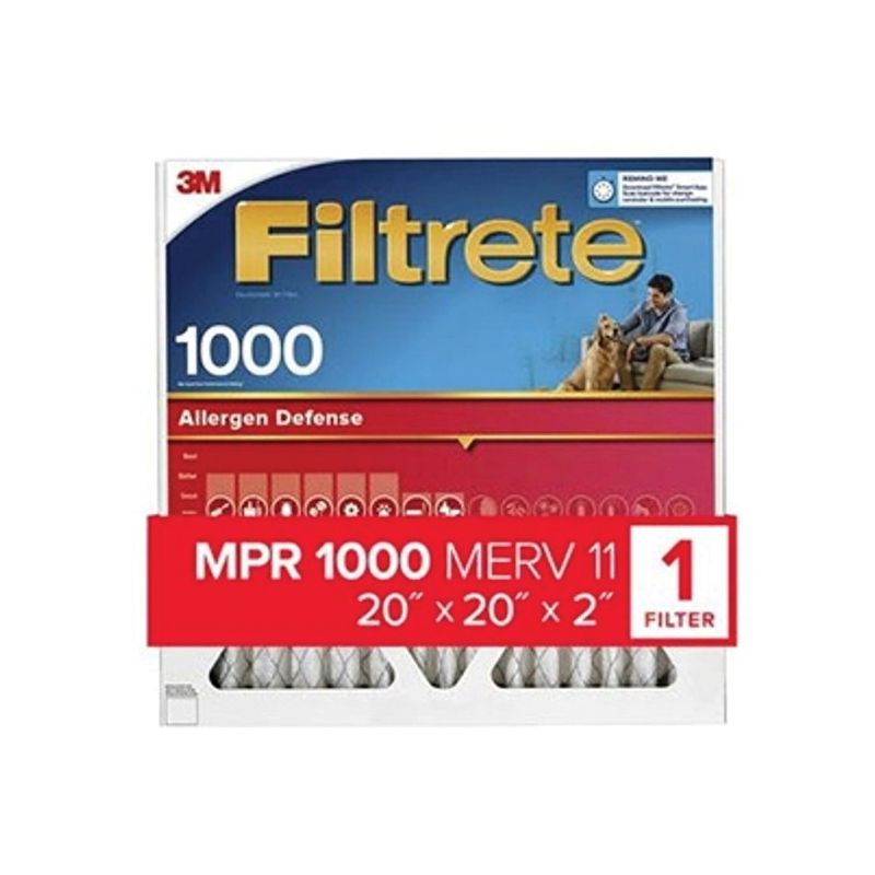 Filtrete Allergen Defense NADP02-2IN-4 Air Filter, 20 in L, 20 in W, 11 MERV, 1000 MPR, Polypropylene Frame