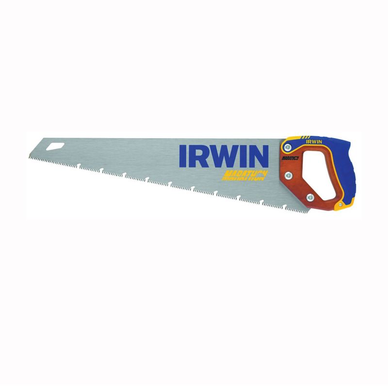 Irwin 2011204 Coarse Cut Saw, 20 in L Blade, 9 TPI, Steel Blade, Cushion-Grip Handle, Hardwood/Rubber Handle 20 In