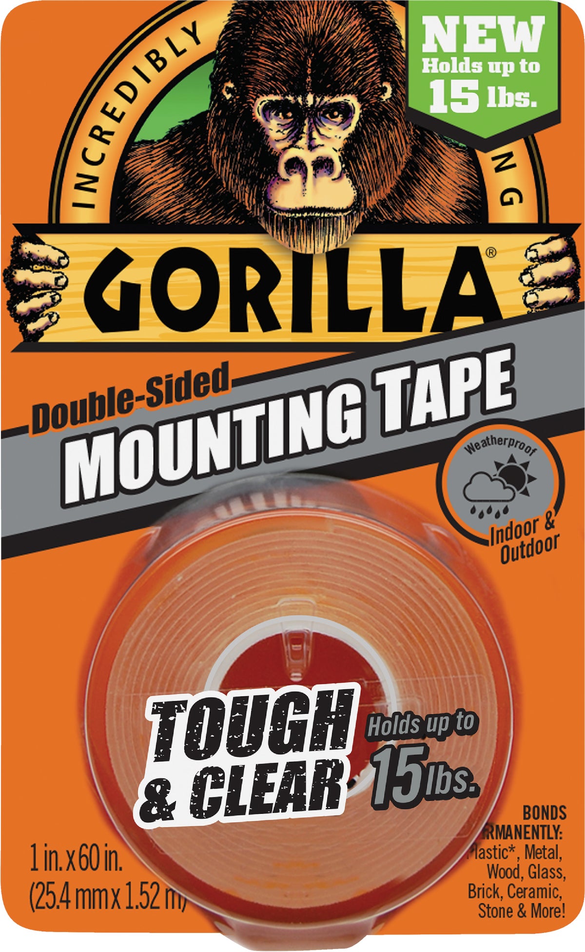 Gorilla Tough Clear Mounting Squares 1 Length x 1 Width 1 Pack