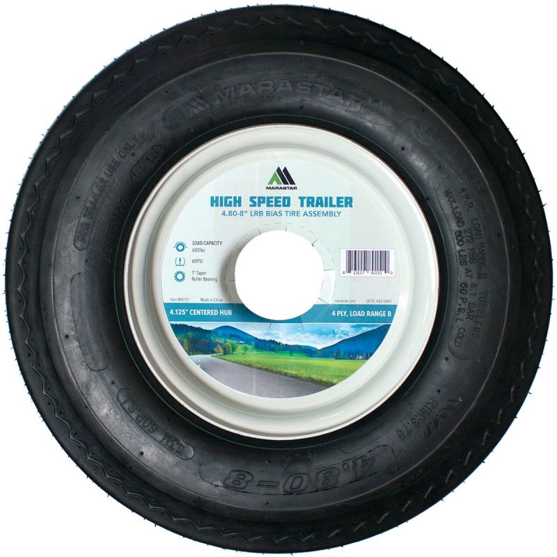 Marastar Trailer Tire and Wheel 4.80-8 In. LRB Bias Tire