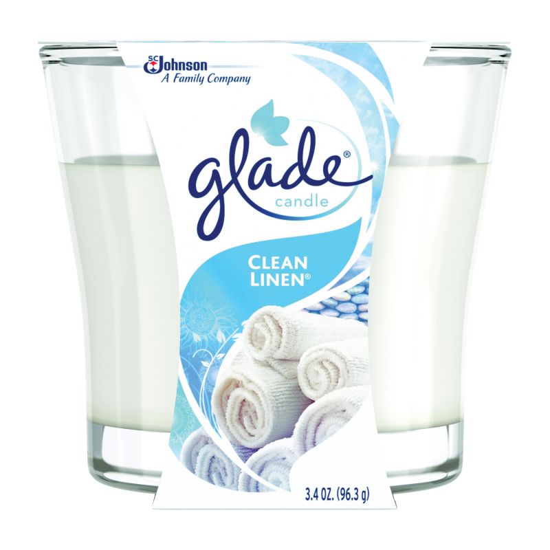 Glade 76958 Air Freshener Candle, 3.4 oz Jar, Clean Linen