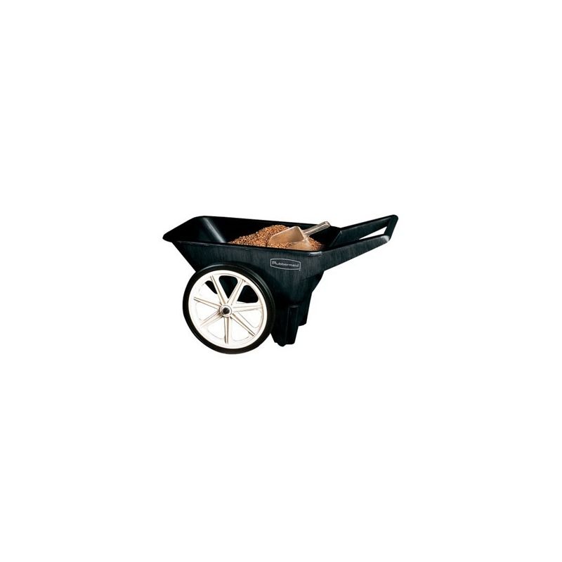 Rubbermaid 565461BLA Utility Cart, 200 lb, Plastic Deck, 2-Wheel, 20 in Wheel, Semi-Pneumatic Wheel, Black Black