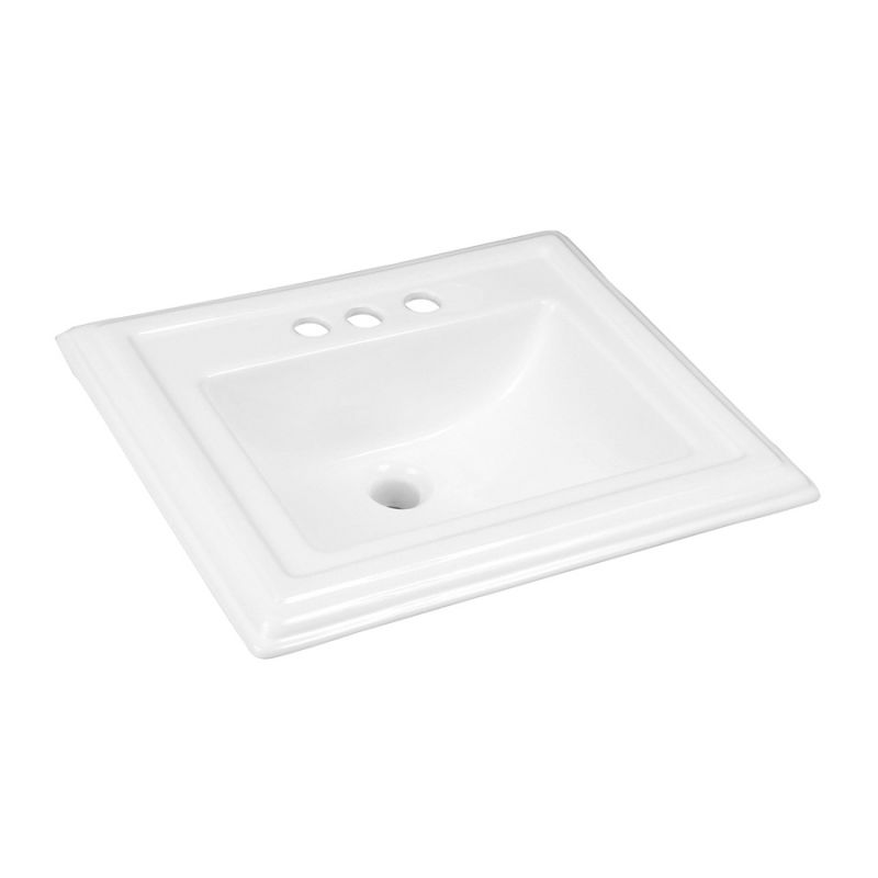 Craft + Main 17-0037-4W Bathroom Sink, Square Basin, 4 in Faucet Centers, 3-Deck Hole, 22 in OAW, 7-1/2 in OAH White